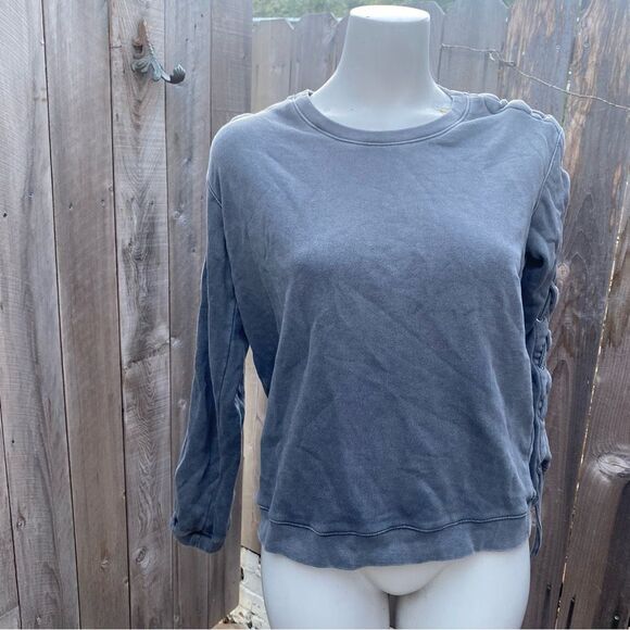 RtA Gray Braided Sleeve Detail Crew Neck Cotton Sweatshirt size XS - Picture 5 of 11